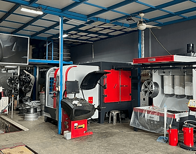 TORNADO CNC JANT TORNA MAKİNESİ VE JANT ELEKTROSTATİK TOZ BOYAMA KABİNİ VE FIRINI KOCAELİ 